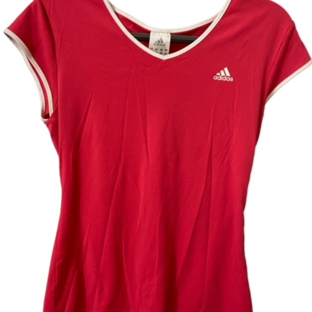 Adidas Pink Cap Sleeve V neck Athletic Shirt - Size L